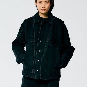 Tibi convertible black denim jacket